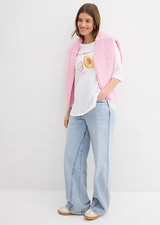 Tricou din bumbac organic 100% • alb cu imprimeu • magazin bonprix