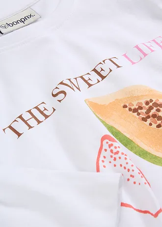 T-shirt z czystej bawełny organicznej • biały z nadrukiem • sklep bonprix