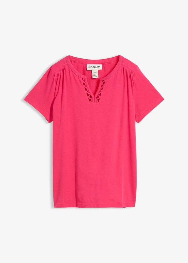 T-shirt à encolure originale, Couleur: fuchsia