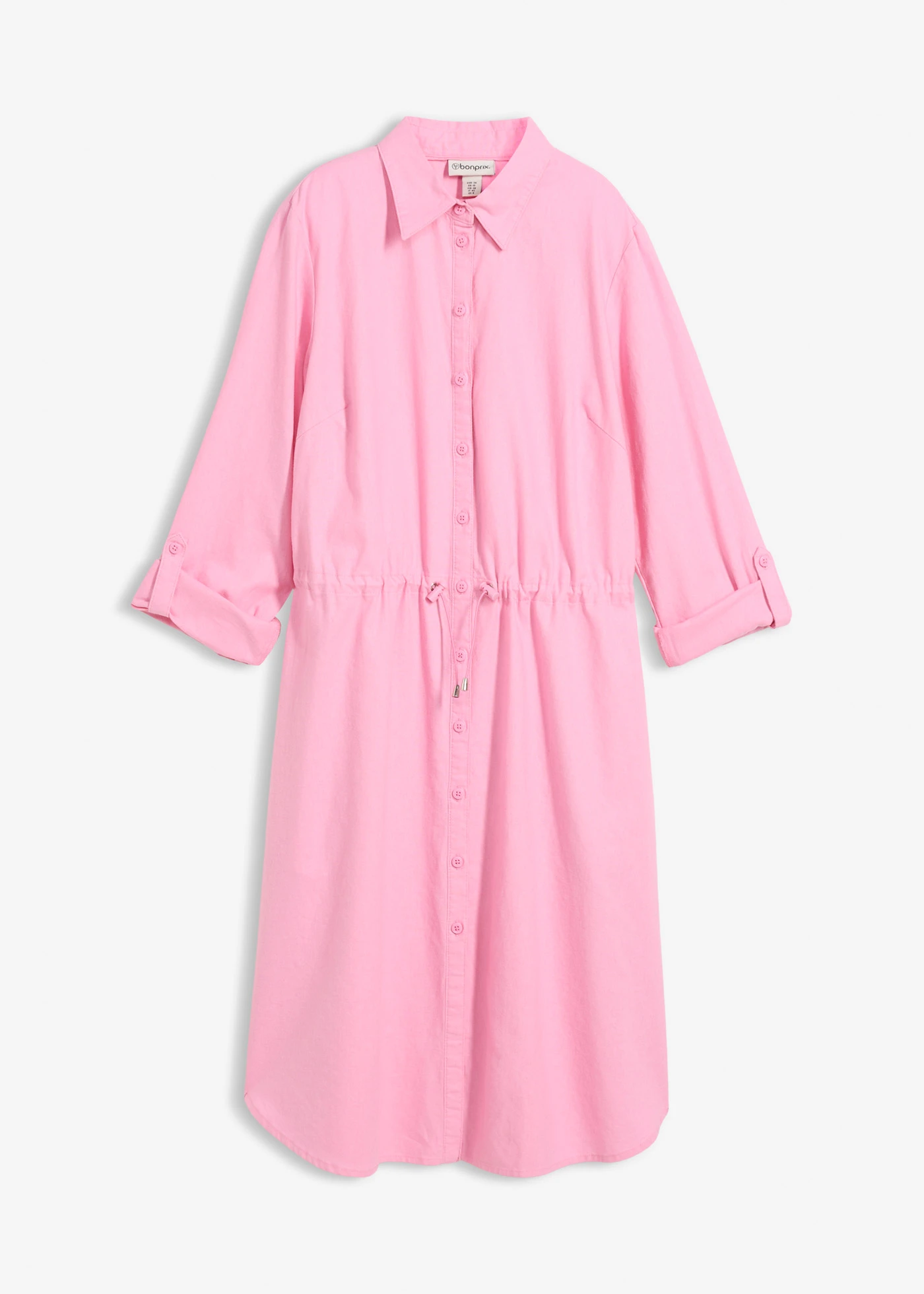 Rochie tip cămașă din mix de in și bumbac • roz • magazin bonprix