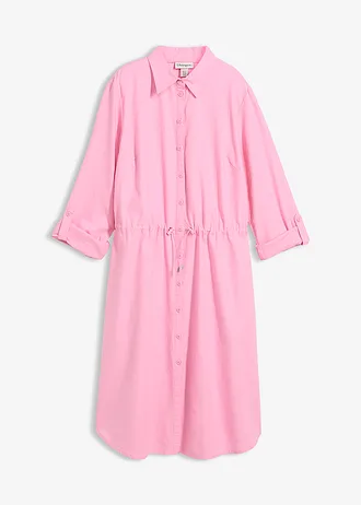 Overhemdjurk in een linnen-katoenmix, Kleur: roze