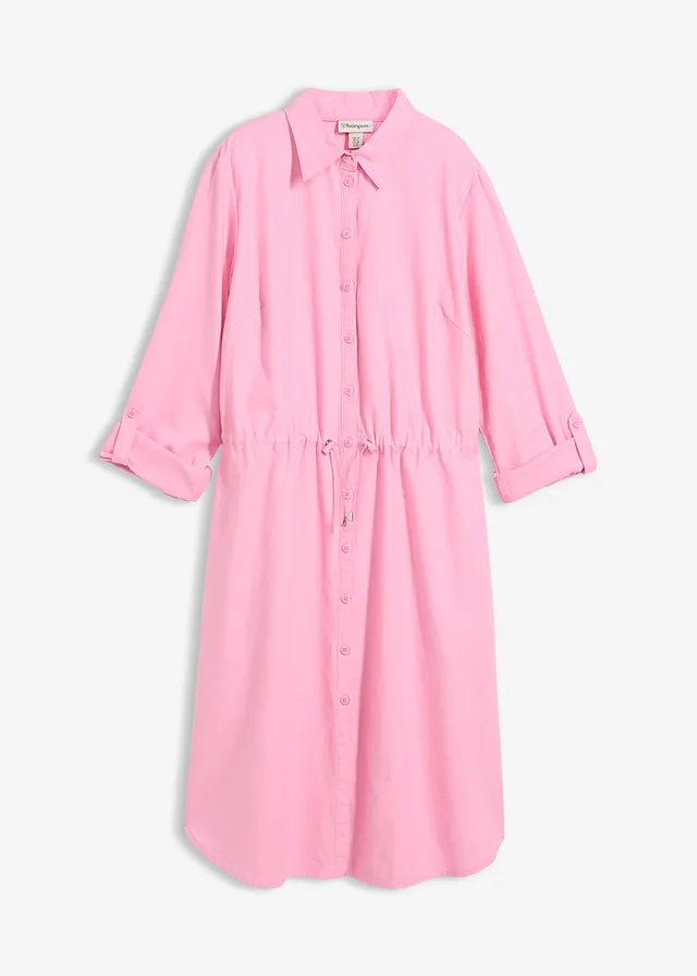 Robe-chemise en lin et coton • rose • Boutique bonprix