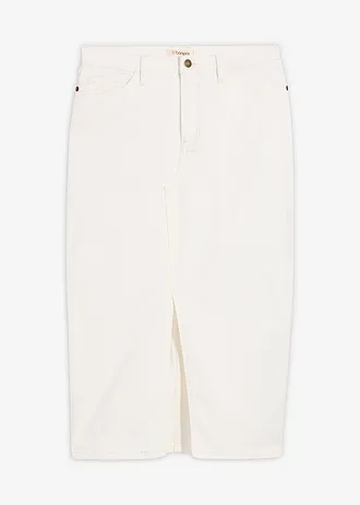 Spijkerrok, midi, Kleur: wolwit
