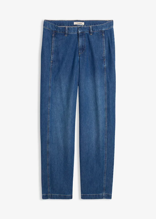 Jean barrel, taille mi-haute