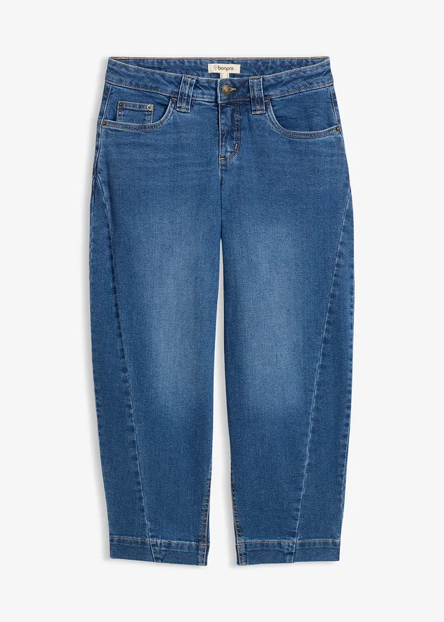 Blugi Barrel, Mid Waist, cropped