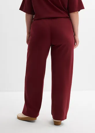 Wijde jersey broek van interlock, Kleur: robijnrood