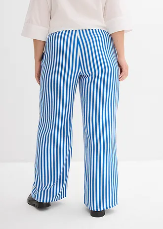 Marlene Dietrich broek van soepelvallende viscosemix, Kleur: arctisch blauw-wit