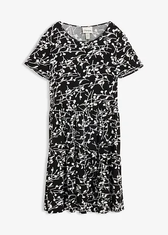 Mini jurk van soepele viscose, Kleur: zwart/wolwit