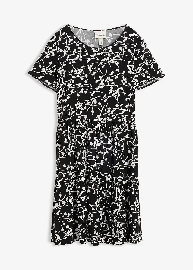 Mini jurk van soepele viscose • zwart/wolwit • bonprix online shop