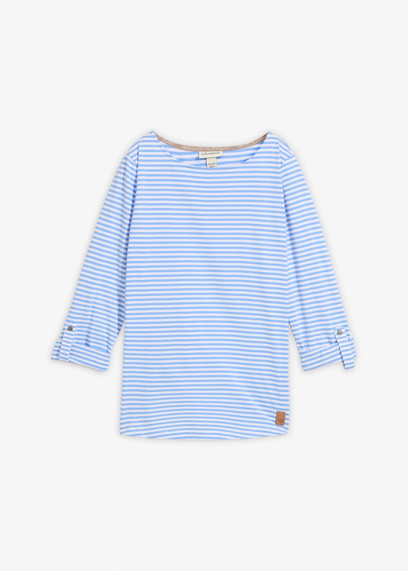 Tričko s dlouhým rukávem z čisté bavlny • světle modro-bílá s proužky • bonprix obchod