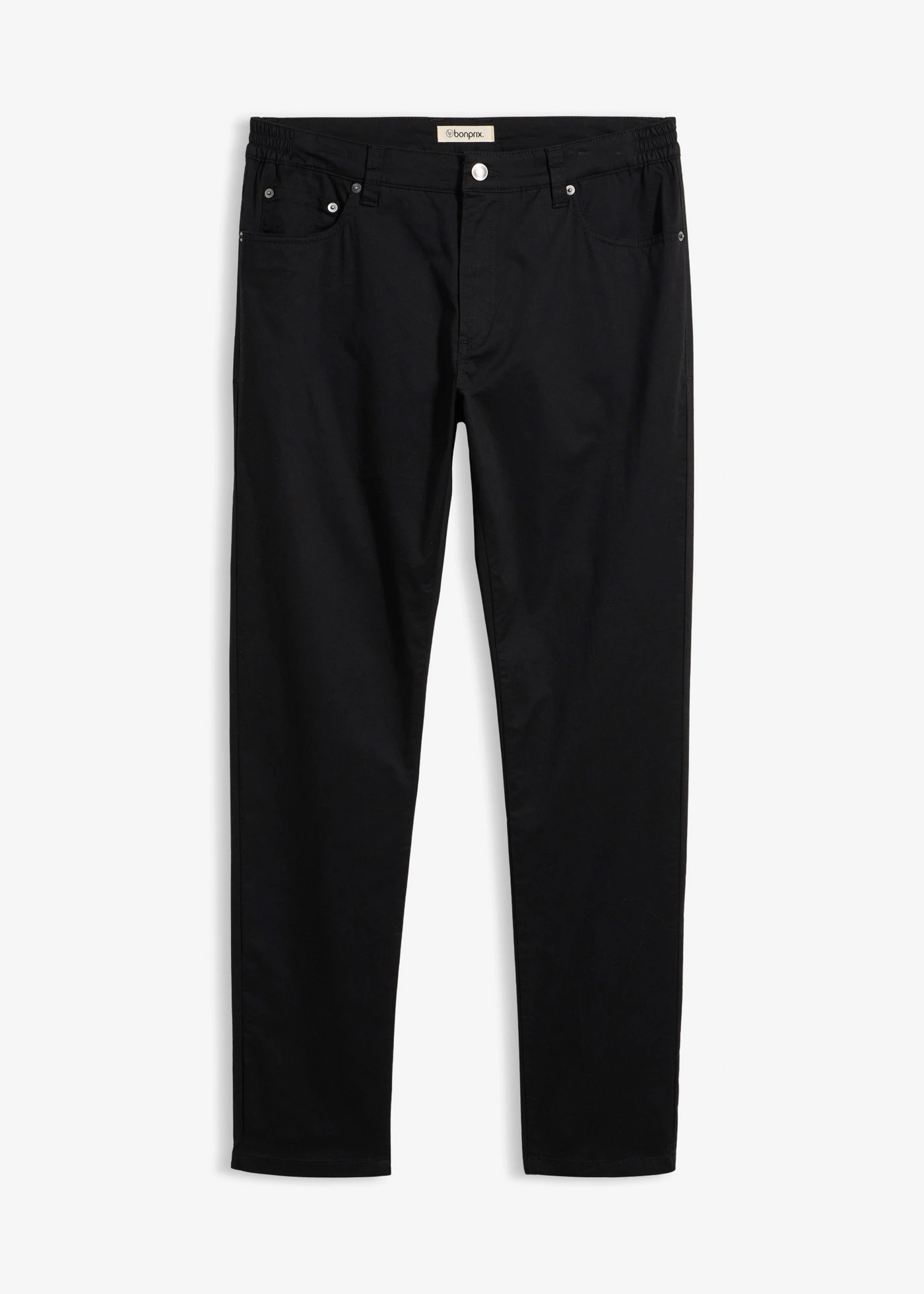Pantaloni cu stretch Regular Fit, cu talie comodă, Tapered • negru • magazin bonprix