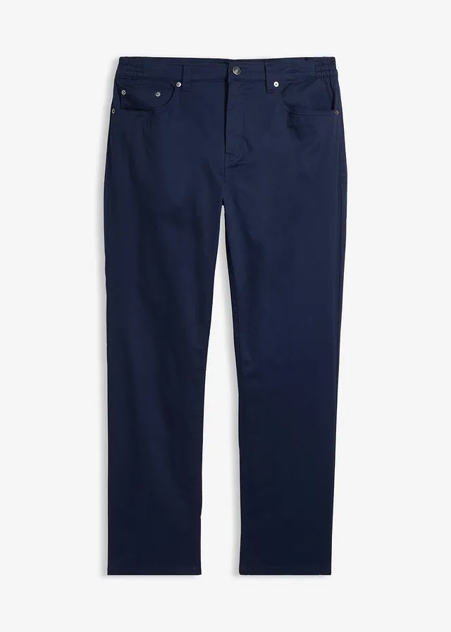 Relaxed Fit stretch broek met comfortabele band, straight, Kleur: donkerblauw