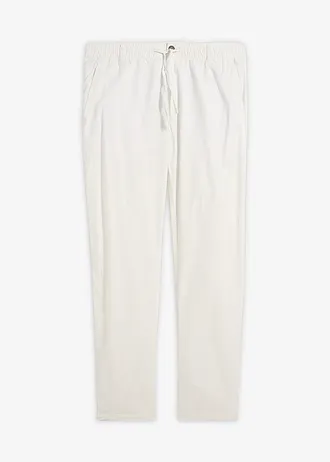 Regular fit chino met linnen, straight, Kleur: wit-grijs