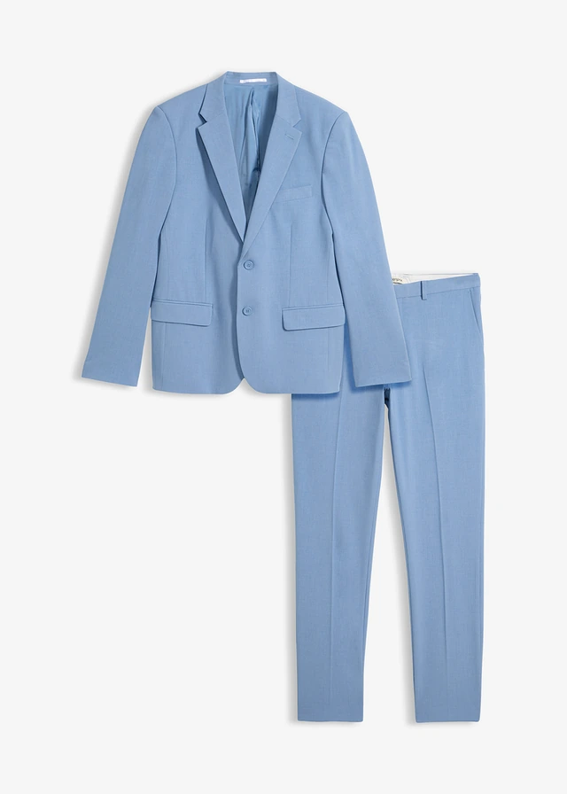 Costume 2 pièces slim très extensible, Couleur: bleu clair chiné