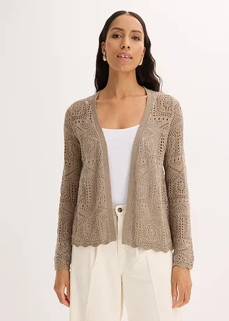 Ajour vest, Kleur: taupe