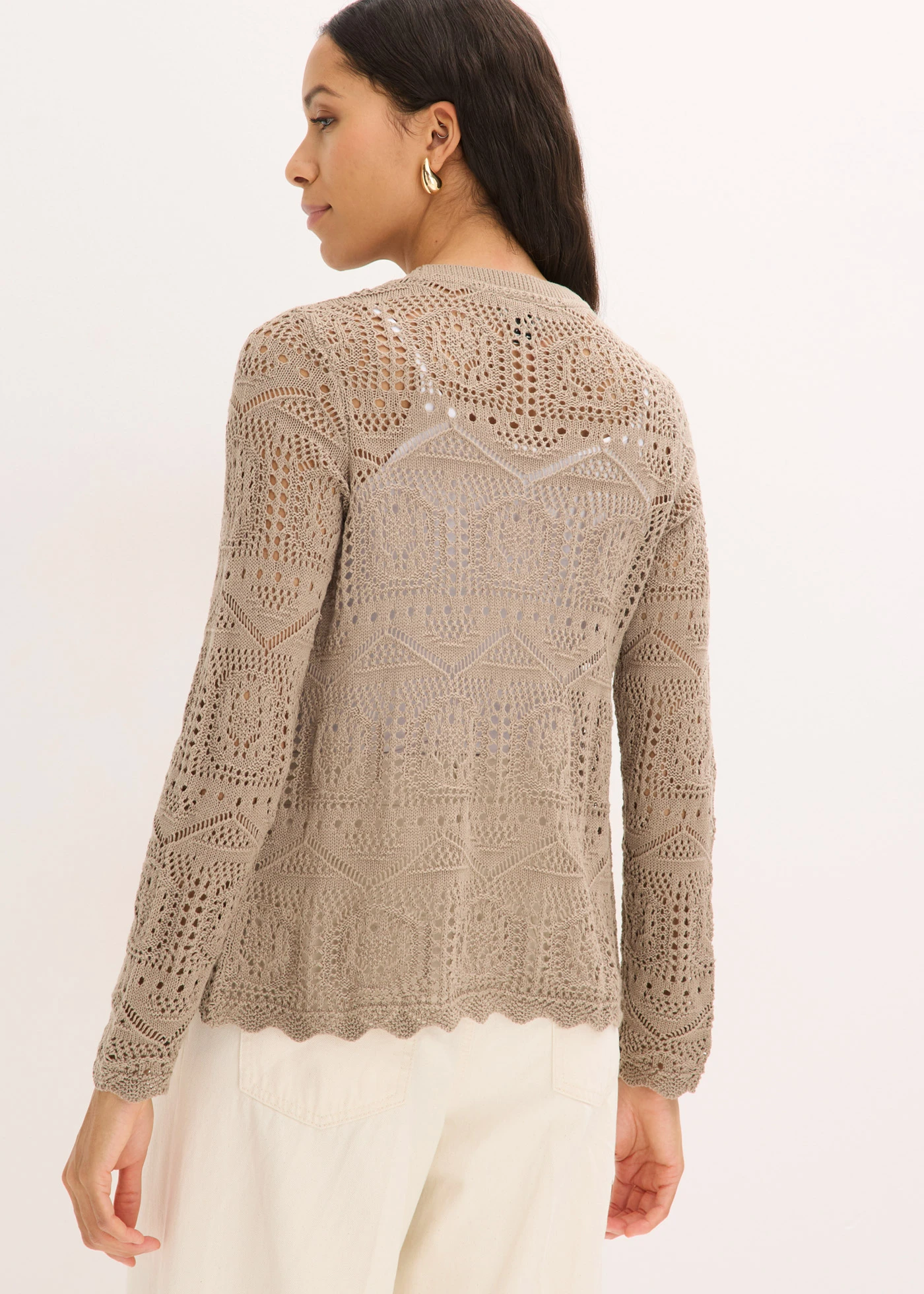 Gilet en maille ajourée • taupe • Boutique bonprix