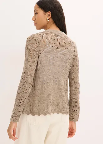 Ajour vest • taupe • bonprix online shop