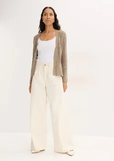 Ažurový pletený kabátek, barva: hnědošedá