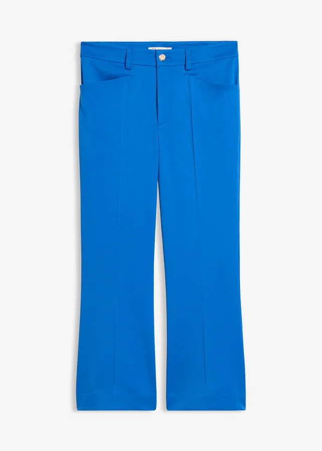 Pantaloni 7/8 evazați cu nasture decorativ