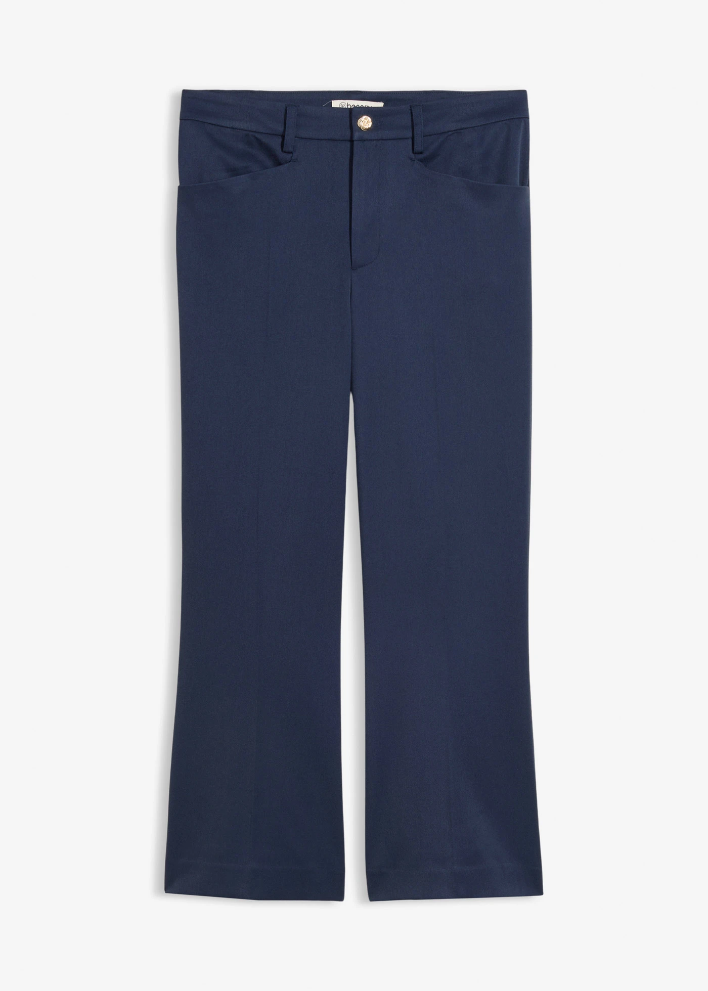 Pantalon 7/8 évasé avec bouton décoratif • bleu foncé • Boutique bonprix