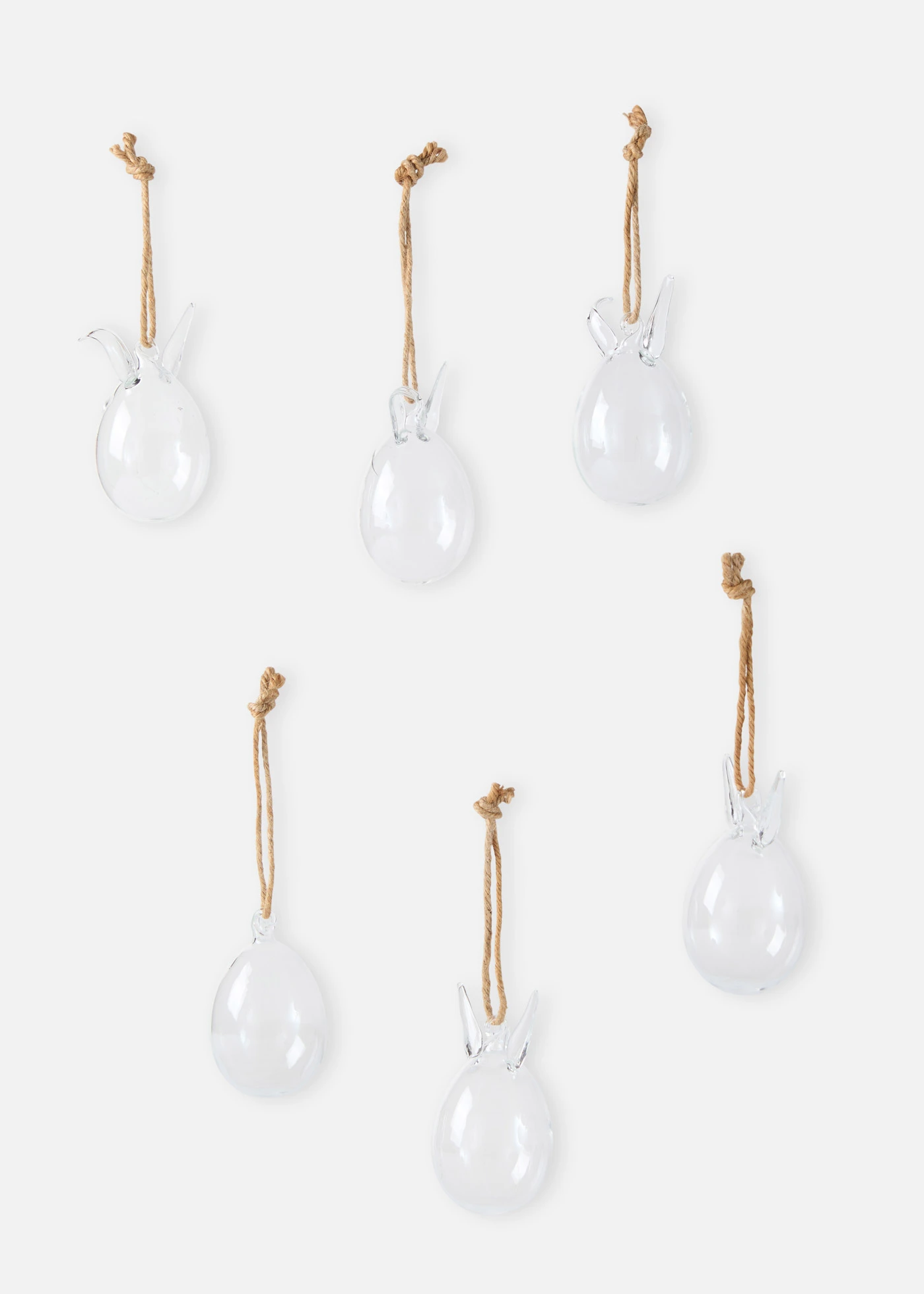 Lot de 6 lapins à suspendre en verre • non teint • Boutique bonprix