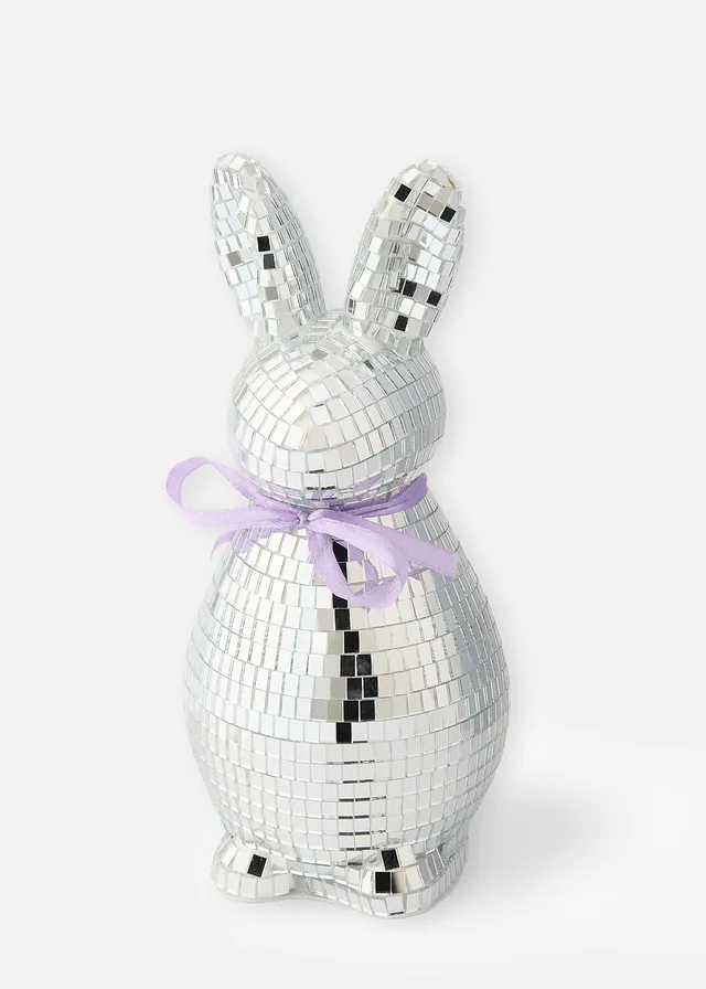 Figurină deco iepuraș glitter • argintiu • magazin bonprix