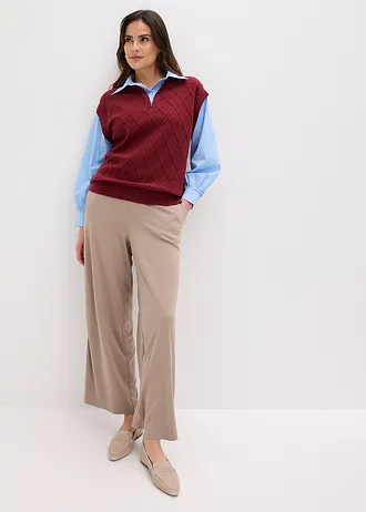 Spencer met blouse-inzetstuk en katoen, Kleur: robijnrood-lichtblauw