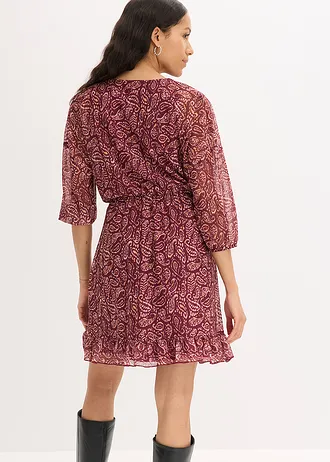 Jersey jurk van fijn mesh • robijnrood gedessineerd • bonprix online shop