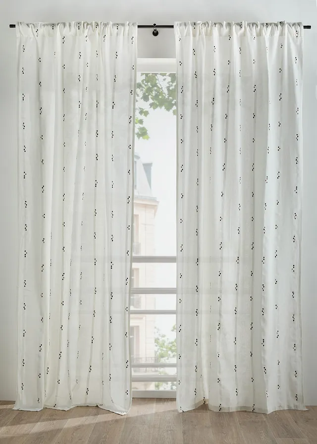 Záves, bio bavlna, pretkávané bodky (1 ks)