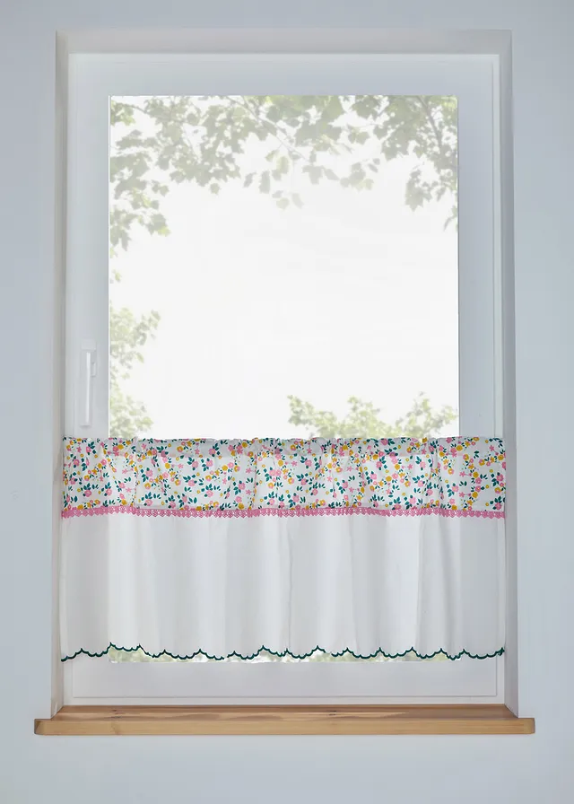 Brise-bise en coton avec dentelle • rose-blanc-bleu-jaune • Boutique bonprix