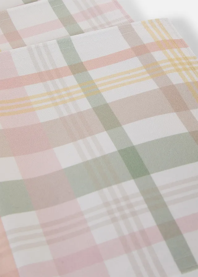 Lot de 4 sets de table à carreaux, Couleur: blanc-rose-jaune-vert