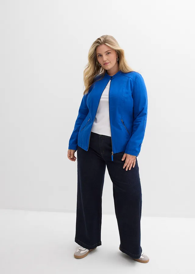 Veste en coton twill avec empiècements latéraux extensibles, Couleur: bleu arctique