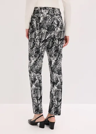 Stretch broek • zwart-parelwit slangenprint • bonprix online shop
