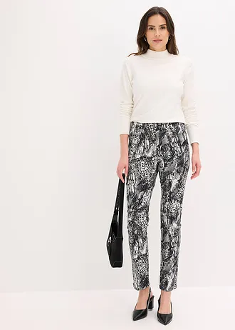 Stretch broek • zwart-parelwit slangenprint • bonprix online shop