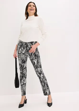 Stretch broek • zwart-parelwit slangenprint • bonprix online shop