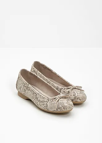 Jana-ballerina in comfortabele breedte, Kleur: beige slangenprint
