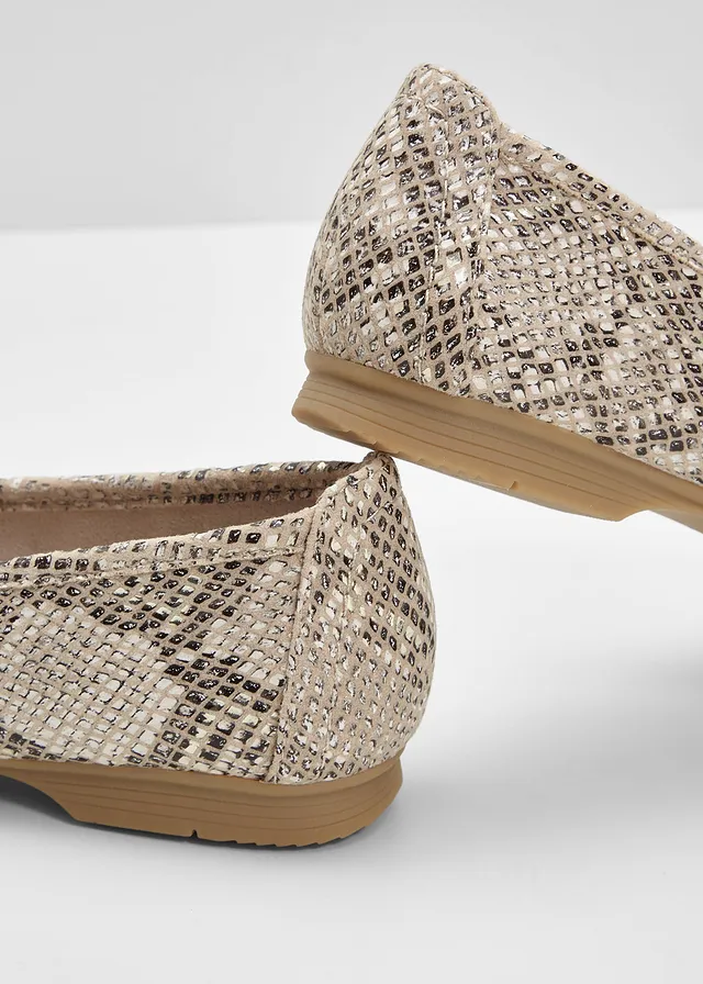Jana-ballerina in comfortabele breedte • beige slangenprint • product-page.page-title-suffix