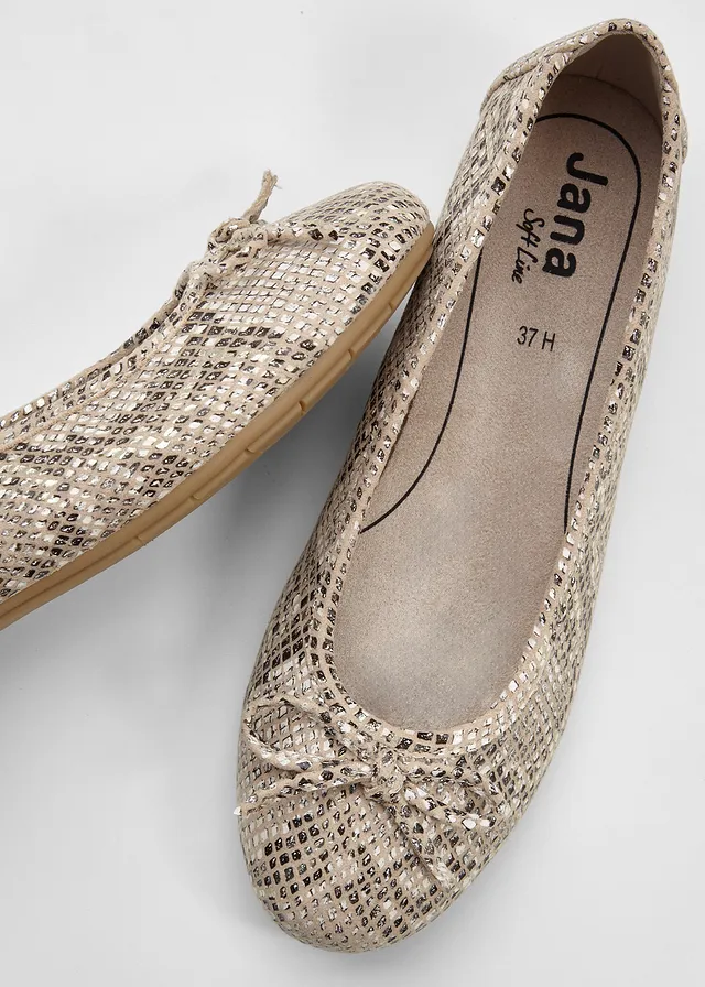 Jana-ballerina in comfortabele breedte • beige slangenprint • product-page.page-title-suffix