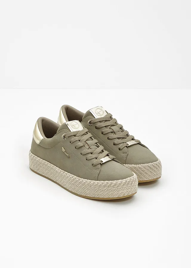 Sneakers Tamaris à plateforme effet raphia • kaki • product-page.page-title-suffix