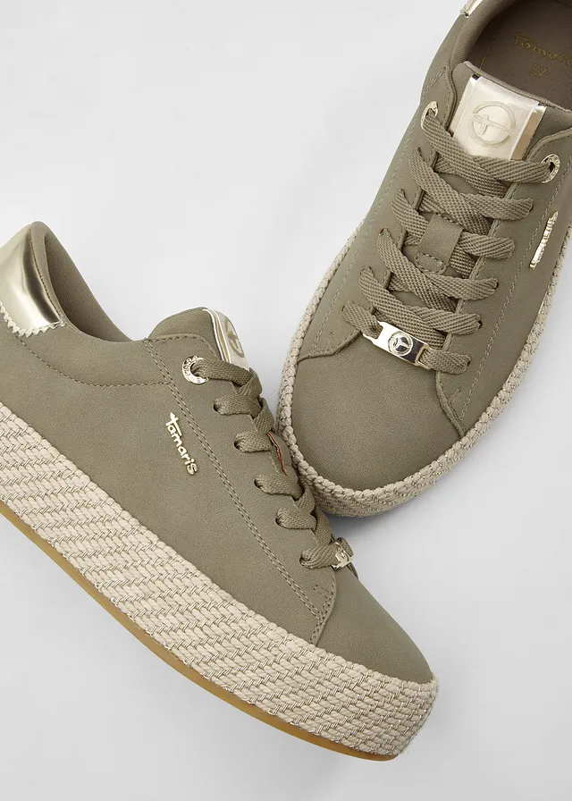 Sneakers Tamaris à plateforme effet raphia • kaki • product-page.page-title-suffix
