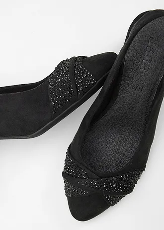 Pantofi Jana cu toc și călcâi liber, cu lățime confortabilă • negru • magazin bonprix