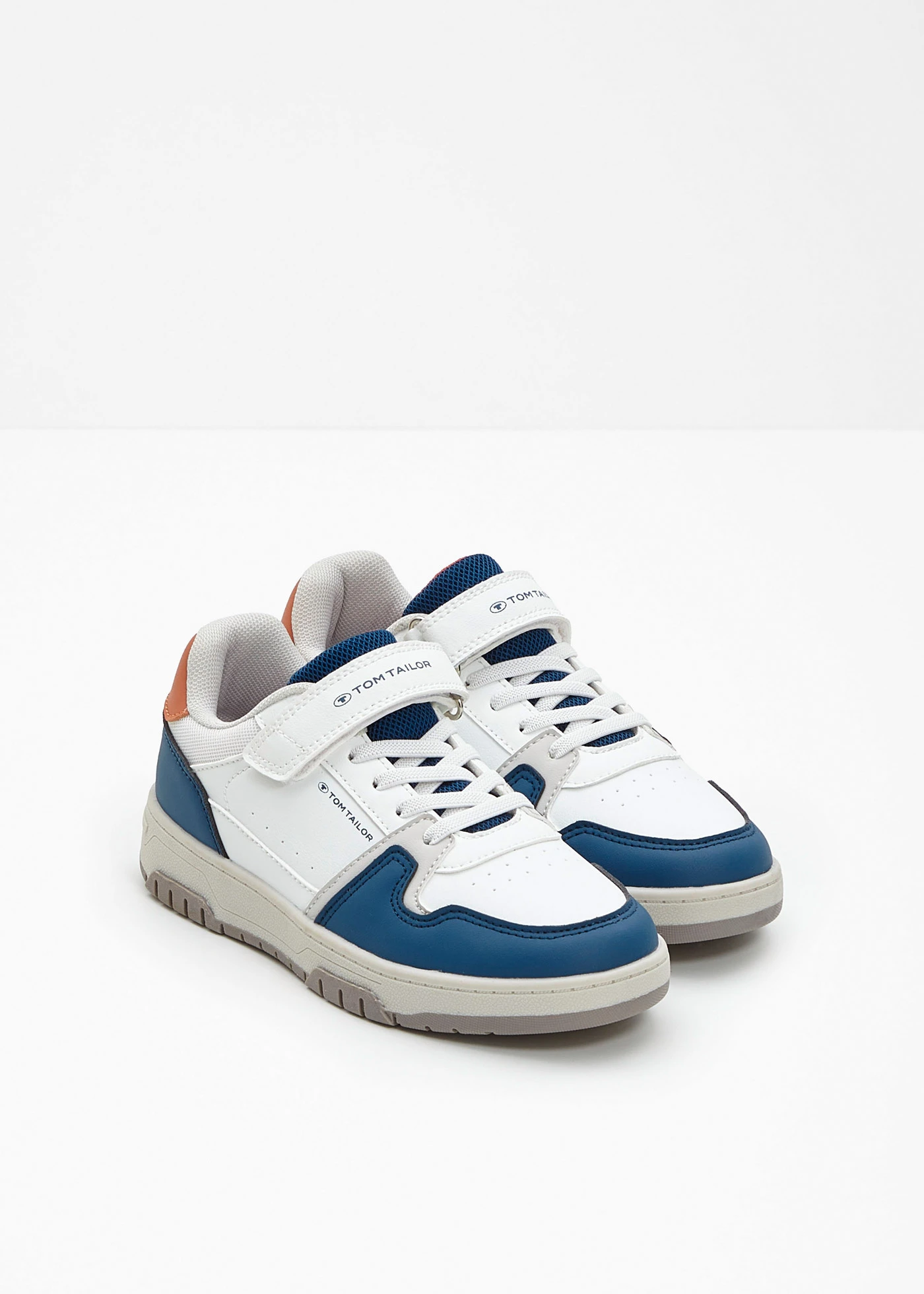 Sneakers Tom Tailor à fermeture auto-agrippante • blanc-bleu-orange • Boutique bonprix