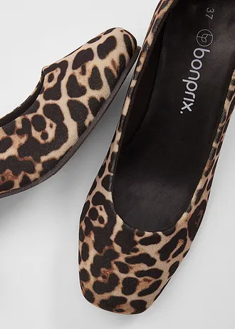 Pantofi cu toc înalt cu animal print • imprimat leo bej • magazin bonprix