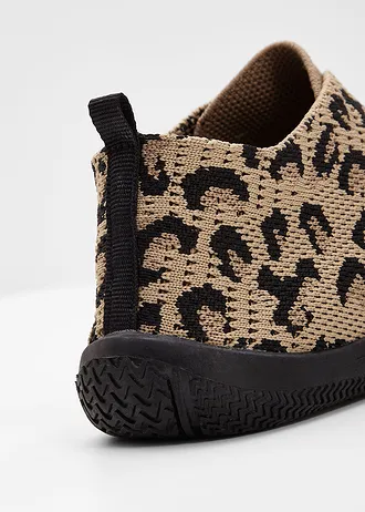 Pantofi barefoot cu talpă flexibilă • bej imprimeu leo • magazin bonprix