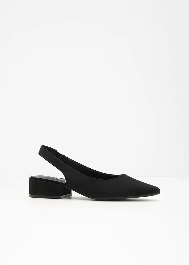 Slingback pumps met platte hak • zwart • bonprix online shop