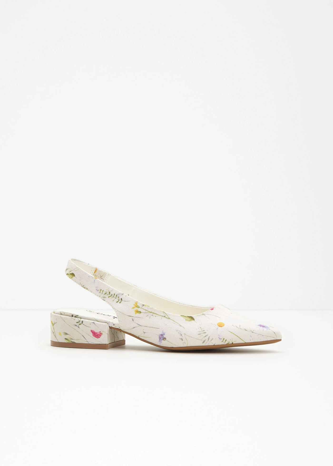 Escarpins slingback à talon plat • blanc floral • Boutique bonprix