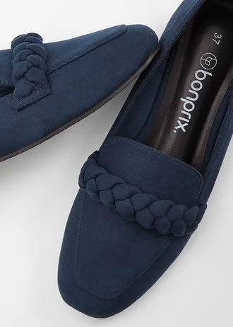 Loafers met gevlochten details, Kleur: donkerblauw