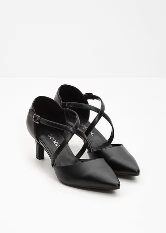 Strappy pumps met een smalle hak, Kleur: zwart