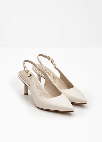 Slingback pumps met smalle hak, Kleur: beige
