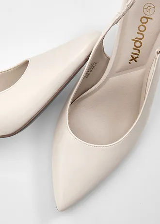 Slingback pumps met smalle hak, Kleur: beige